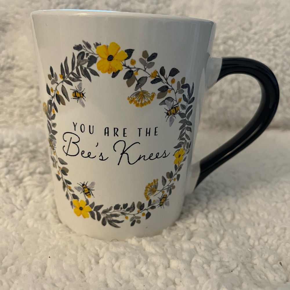 ‘ You Are The Bees Knees’ Floral Mug with Bees, Black Handle by Royal Norfolk - Picture 2 of 9